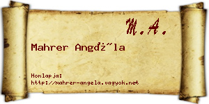 Mahrer Angéla névjegykártya